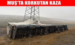 Muş’ta sağanak kazayı beraberinde getirdi: Kontrolden çıkan tır yan yattı