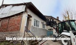 Ağın'da çatı ve parke taşı yenileme çalışması