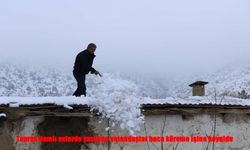 Kar yağışıyla birlikte toprak damlı evlerde baca mesaisi başladı