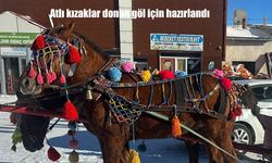Atlı kızaklar donan göl için hazırlandı