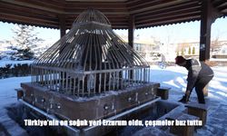 Erzurum’da dondurucu soğuk hayatı durma noktasına getirdi: Çeşmeler buz kesti