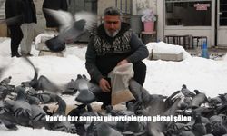 Van’da karla beyaza bürünen parkta güvercinlerin dansı: 24 yıllık vefa hikâyesi