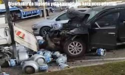 Diyarbakır’da faciadan dönüldü: Otomobil ile tüp yüklü kamyonet çarpıştı, 1 yaralı