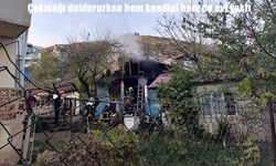 Çakmağı doldururken hem kendini hem de evi yaktı