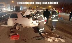 Tırla çarpışan Tofaş ikiye bölündü: 1 yaralı