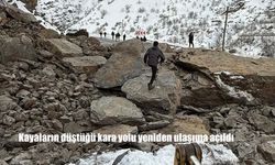 Kayaların düştüğü kara yolu yeniden ulaşıma açıldı