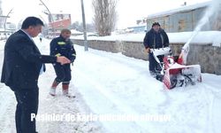 Pasinler’de karla mücadele sürüyor