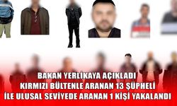 Kırmızı bültenle aranan 13 şüpheli ile ulusal seviyede aranan 1 kişi yakalandı