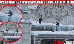 Muş İmam-ı Şafii Camii çatısında kar temizliği yapıldı