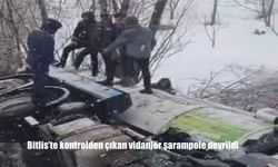 Bitlis’te kontrolden çıkan vidanjör şarampole devrildi