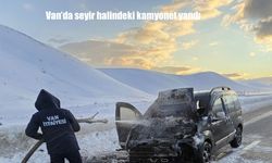 Van'da seyir halindeki kamyonet yandı
