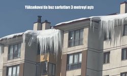 Yüksekova'da buz sarkıtları 3 metreyi aştı