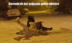 Darende’de kar yağışıyla gelen eğlence
