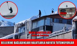 Muş’ta karlı çatılarda ekmek parası mücadelesi