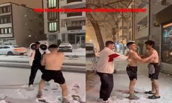 Kar yağışı altında sıra dışı antrenman