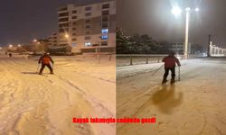 Kayak Takımıyla Caddeyi Piste Çevirdi