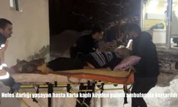 Nefes darlığı yaşayan hasta karla kaplı köyden paletli ambulansla kurtarıldı
