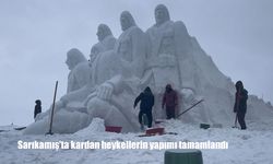 Sarıkamış'ta kardan heykellerin yapımı tamamlandı