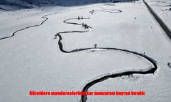 Güzeldere menderesleri kışın beyaz örtüsüyle mest etti