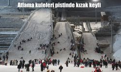Erzurum'da atlama kuleleri pistinde kızak keyfi