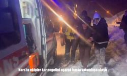 Kars'ta sağlık ekiplerinin kar mücadelesi: Saatlerce uğraşıp hastaya ulaştılar