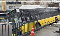 Esenler'de kontrolden çıkan İETT otobüsünün otoparka daldı