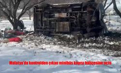 Malatya'da kontrolden çıkan minibüs kayısı bahçesine uçtu