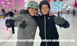 Buz pateni pisti yarıyıl tatilinde çocukların uğrak noktası oldu