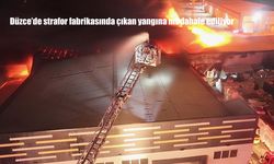 Düzce'de strafor fabrikasında çıkan yangına müdahale ediliyor