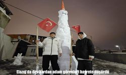 Elazığ'da 4,5 metre uzunluğunda dev kardan adam