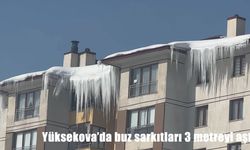 Yüksekova'da buz sarkıtları 3 metreyi aştı