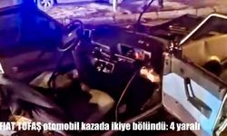 Erzincan’da otomobil ile çarpışan TOFAŞ ikiye bölündü: 4 yaralı