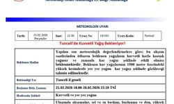 Tunceli İçin Kuvvetli Yağış Uyarısı