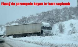 Elazığ’da şarampole kayan tır kara saplandı