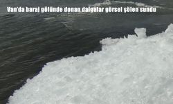 Van'da baraj gölünde donan dalgalar görsel şölen sundu