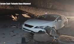 Erzurum-İspir Yolunda Kaya Düşmesi: Otomobil Kayalara Çarptı, Sürücü Hafif Yaralandı