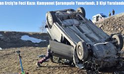 Van Erciş’te Feci Kaza: Kamyonet Şarampole Yuvarlandı, 3 Kişi Yaralandı