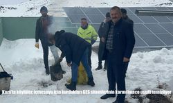 Kars'ta köylüler, içmesuyu için kurdukları GES sitemlerinin karını imece usulü temizliyor