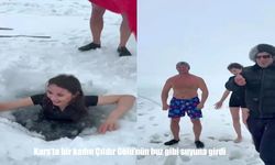 Eksi 23 Derecede Çıldır Gölü’ne Girdi: Buzları Kırıp Yüzdü