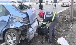 Trafik kazası sonrası araçtan kopan LPG tankı korku dolu anlar yaşattı