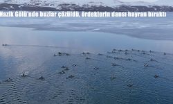 Nazik Gölü’nde buzlar çözüldü, ördeklerin dansı hayran bıraktı