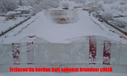 Erzincan’da Kar Yüküne Dayanamayan Halı Sahanın Brandası Çöktü