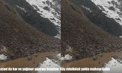 Sason’da heyelan: Köy minibüsü yolda mahsur kaldı