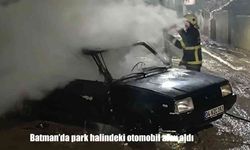 Batman’da park halindeki otomobil alev aldı