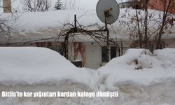 Bitlis'te kar yığınları kardan kaleye dönüştü