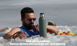 Zernek Barajı’nda sıra dışı anlar: Öğretmenin soğuk suda çay keyfi dikkat çekti