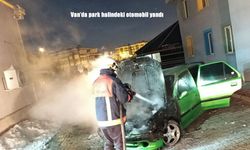 Van'da park halindeki otomobil yandı
