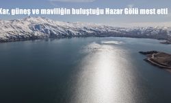 Kar, güneş ve maviliğin buluştuğu Hazar Gölü mest etti