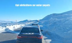 Erzurum’da tipi, sürücülere zor anlar yaşattı