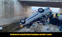 Kontrolden çıkan otomobil köprü boşluğuna devrildi: 4 yaralı